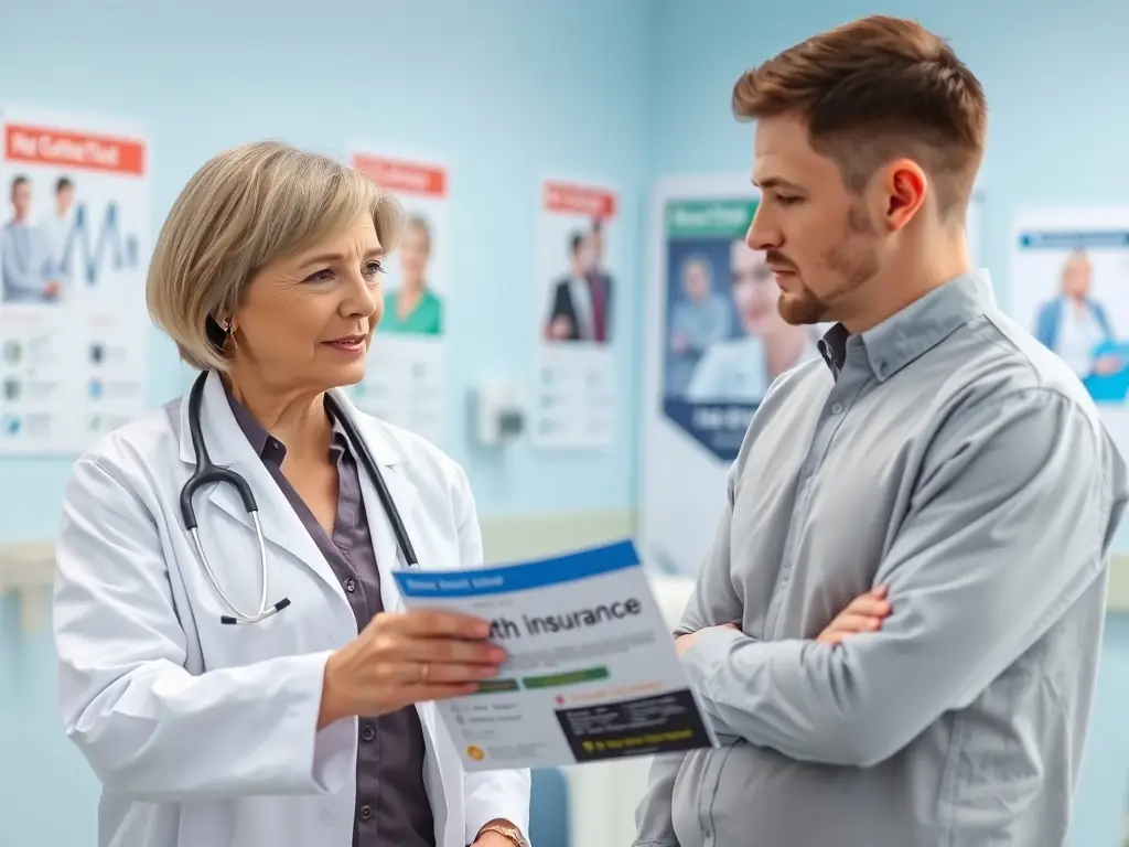 A doctor consulting with a patient in a hospital, representing medical travel and the need for medical visas.