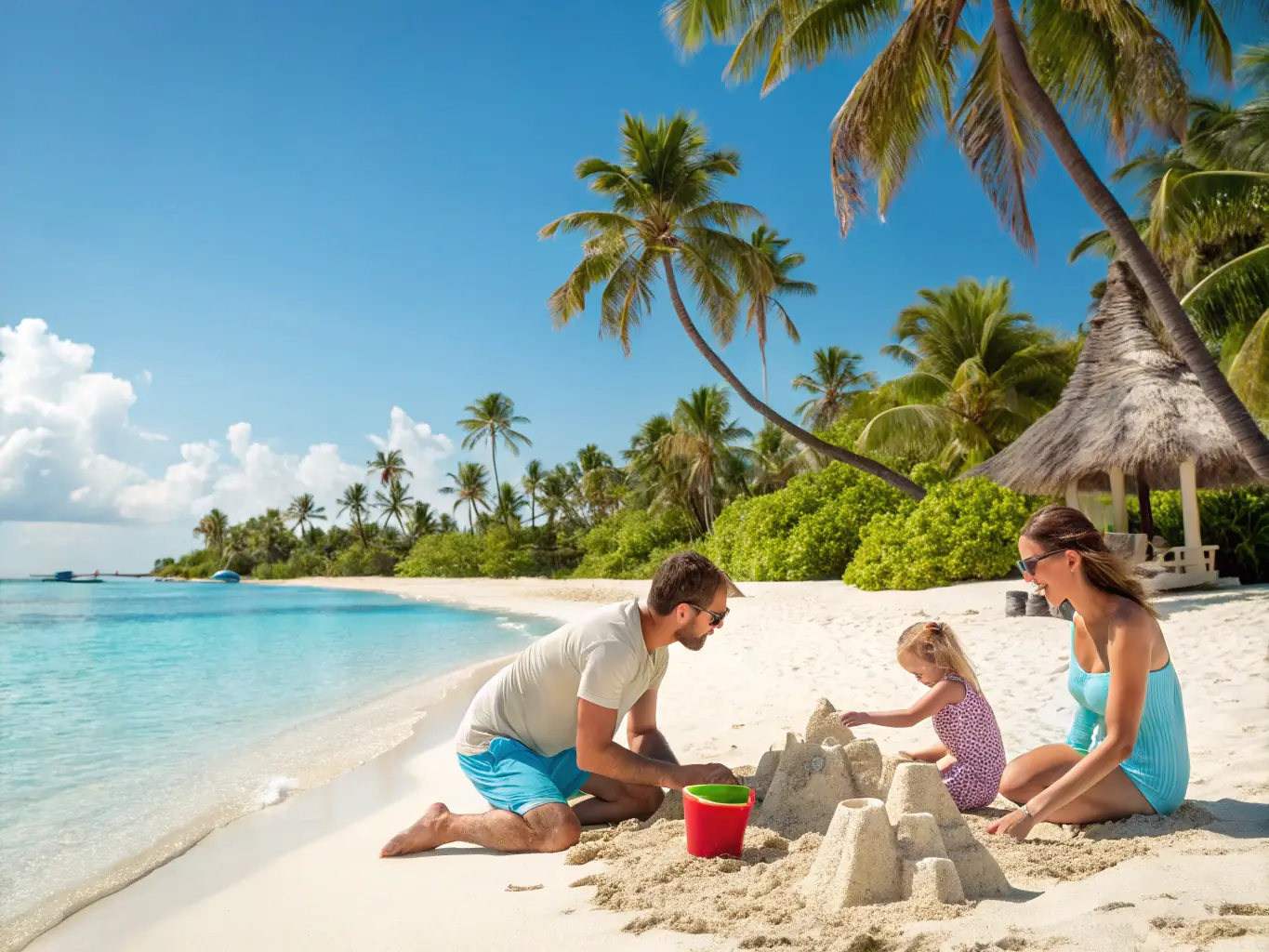 A vibrant image of a family enjoying a scenic view from a hotel balcony overlooking a beautiful travel destination, showcasing the joy and relaxation of a well-planned vacation.