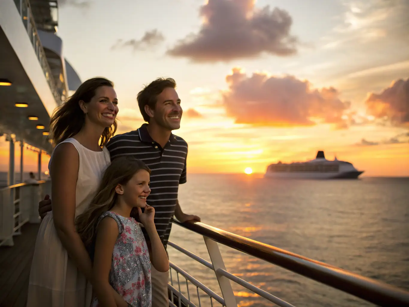 A family happily embarking on a cruise ship, representing a holiday visa application processed successfully by Visa Voyager.