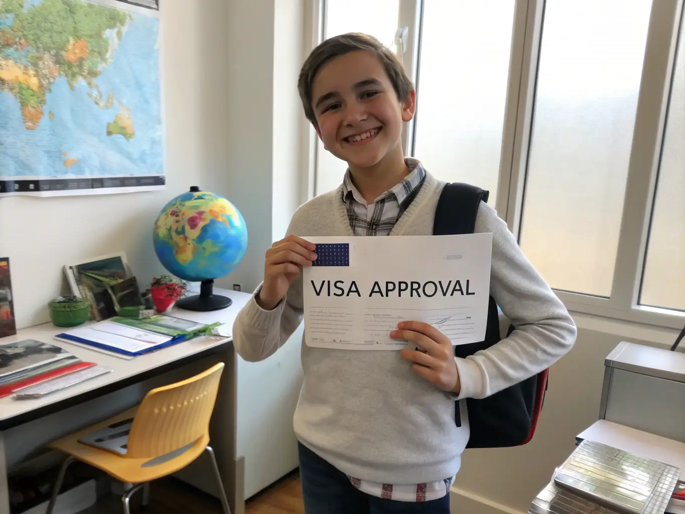 A student is reviewing acceptance letters from universities, preparing for their student visa application with a sense of anticipation.
